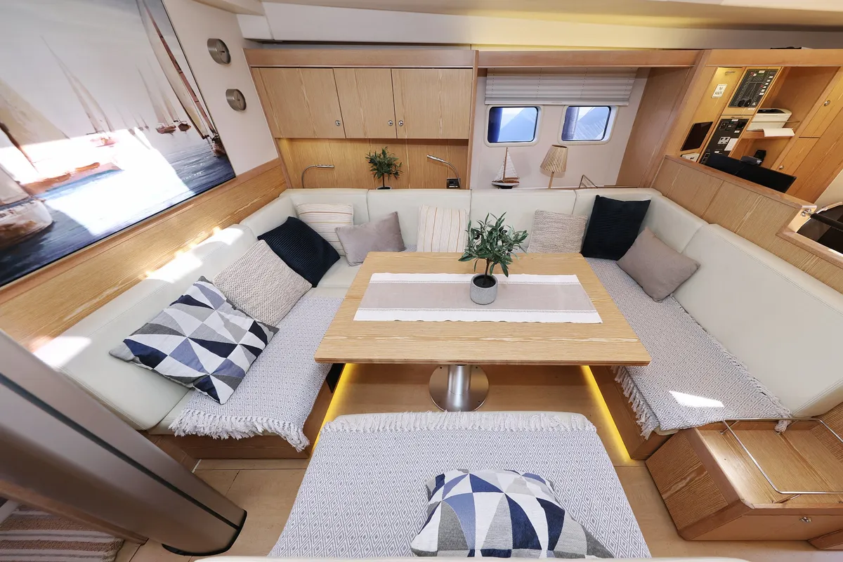 Salon of Amethyst, a Hanse 575 sailboat at Općina Sukošan, Croatia