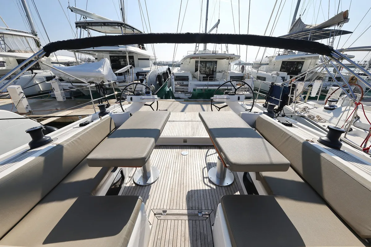 Deck of Amethyst, a Hanse 575 sailboat at Općina Sukošan, Croatia