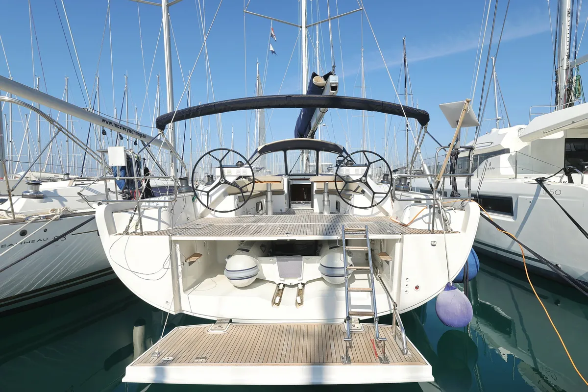 Exterior view of Amethyst, a Hanse 575 sailboat at Općina Sukošan, Croatia
