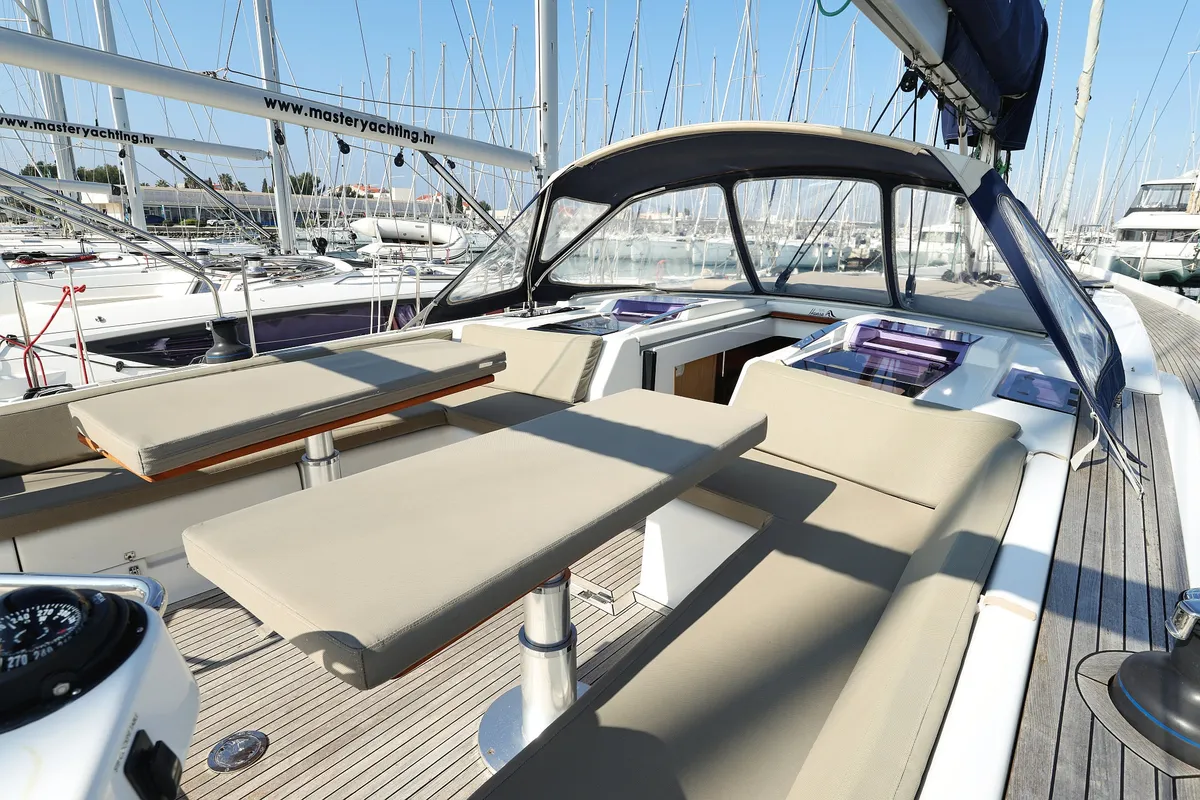 Deck of Amethyst, a Hanse 575 sailboat at Općina Sukošan, Croatia