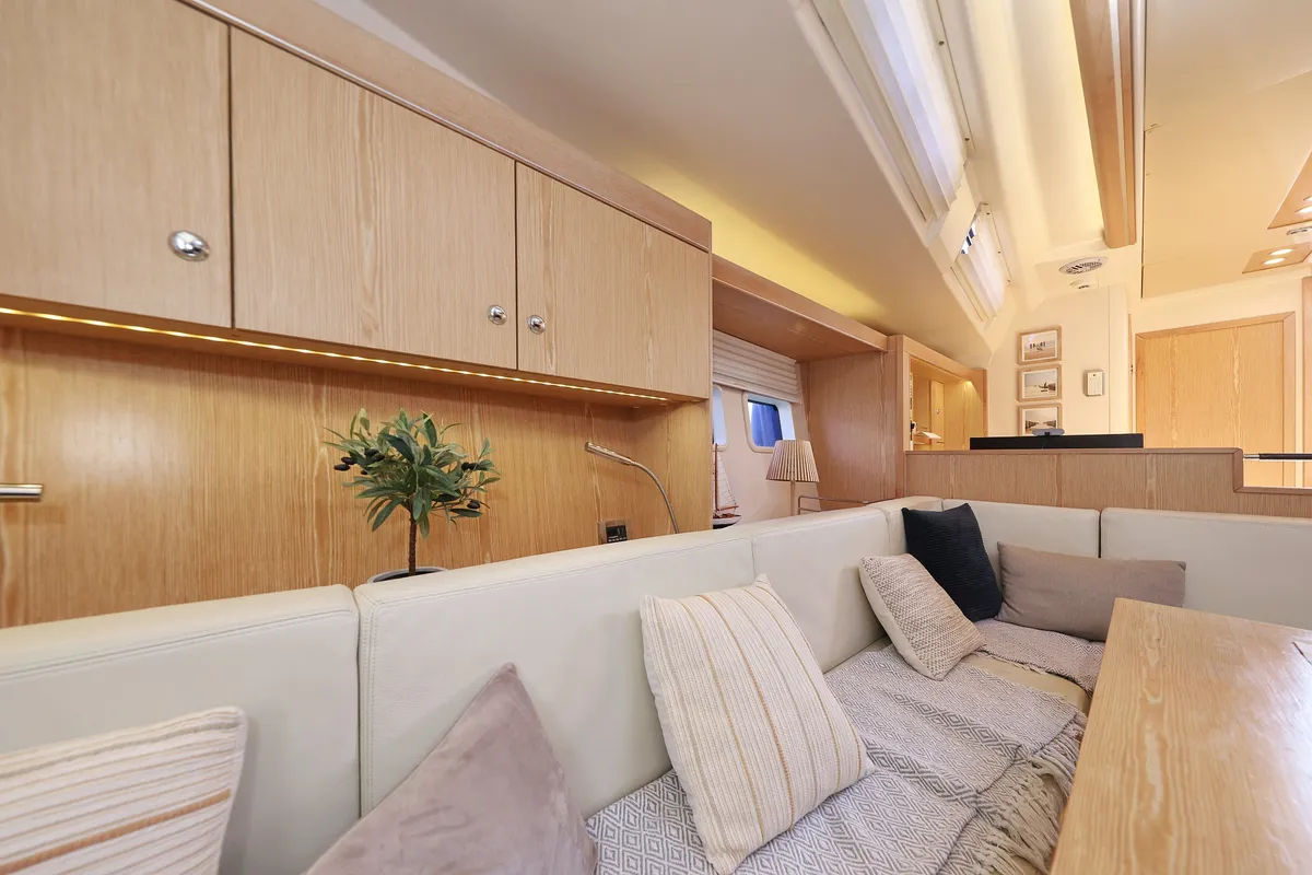 Salon of Amethyst, a Hanse 575 sailboat at Općina Sukošan, Croatia
