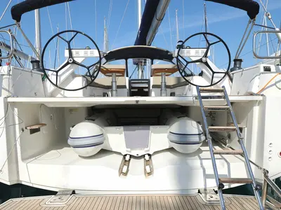 Cockpit of Amethyst, a Hanse 575 sailboat at Općina Sukošan, Croatia