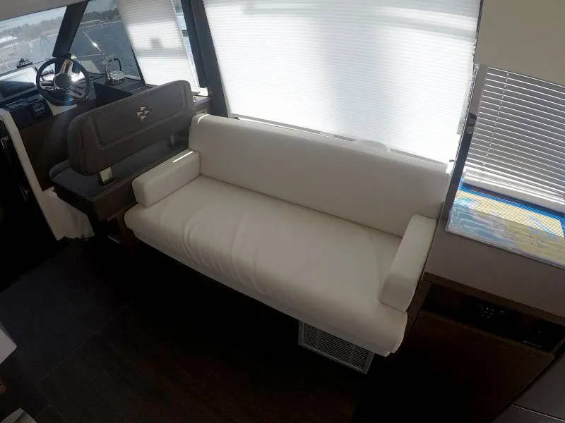 Salon of Brigadoon, a Jeanneau Prestige 420 Fly motor yacht at Grad Šibenik, Croatia