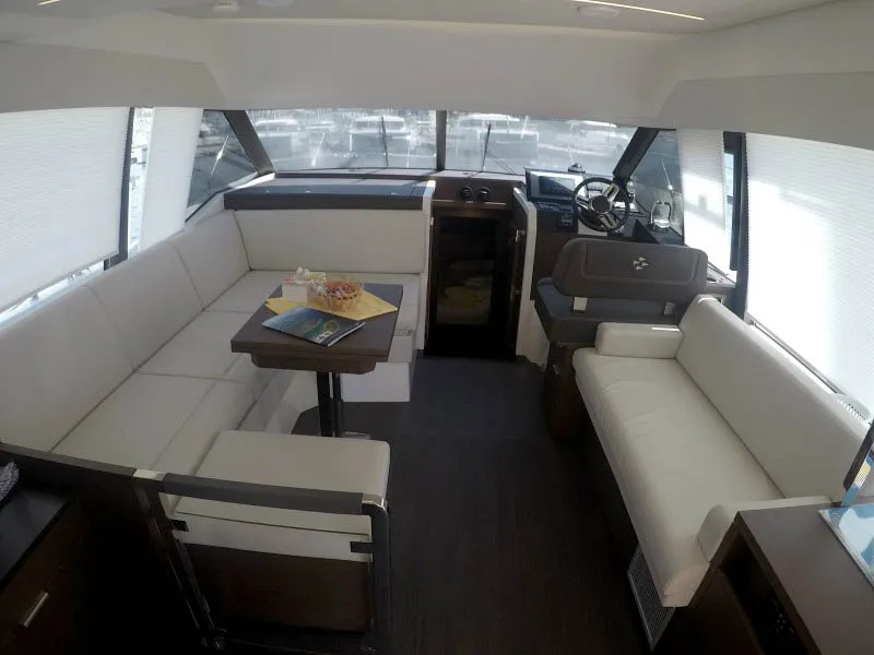 Salon of Brigadoon, a Jeanneau Prestige 420 Fly motor yacht at Grad Šibenik, Croatia
