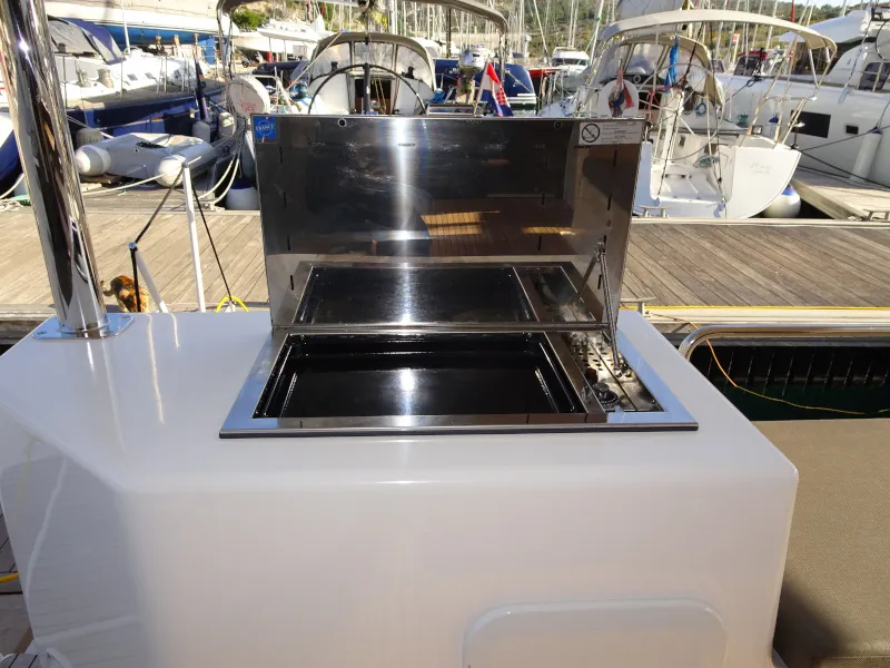 Deck of Pando, a Dufour 48 Catamaran catamaran at Primošten, Croatia