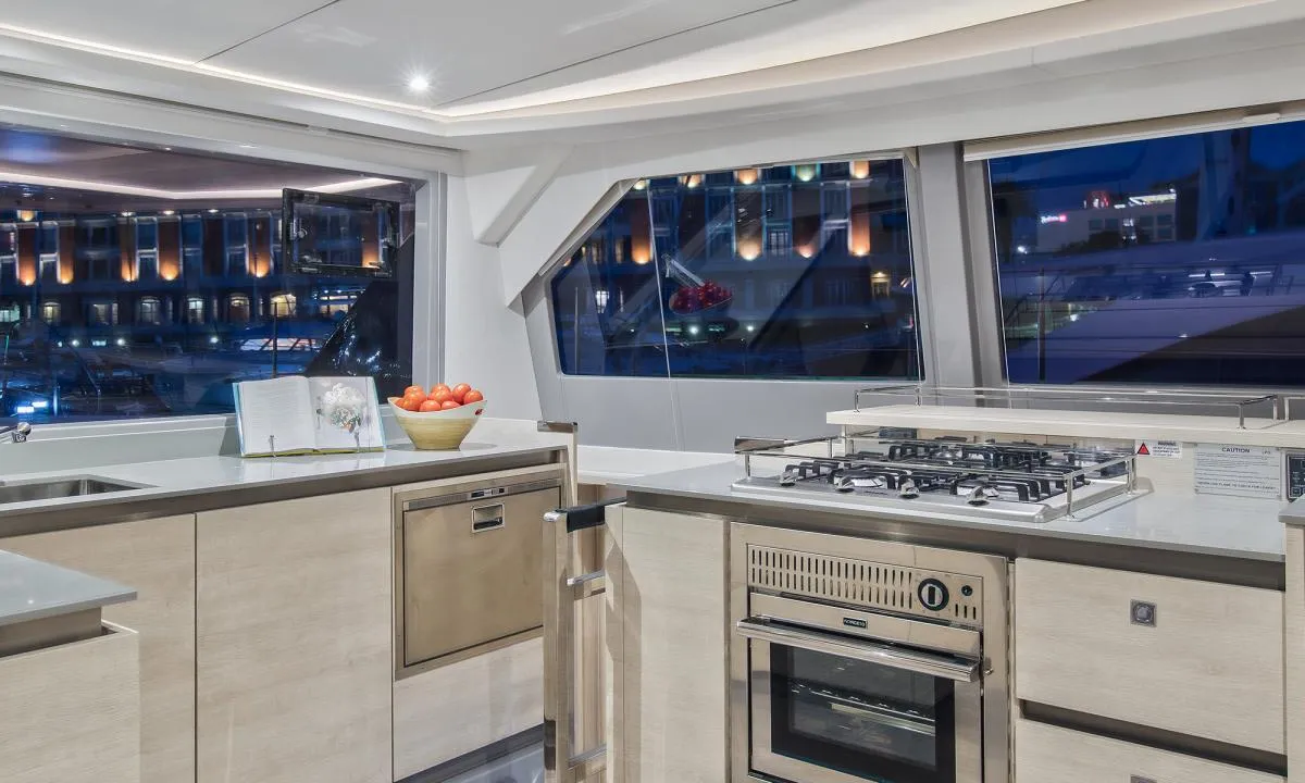 Galley of Moorings 5000 Exclusive Plus, a Leopard 50 catamaran at Road Town, British Virgin Islands