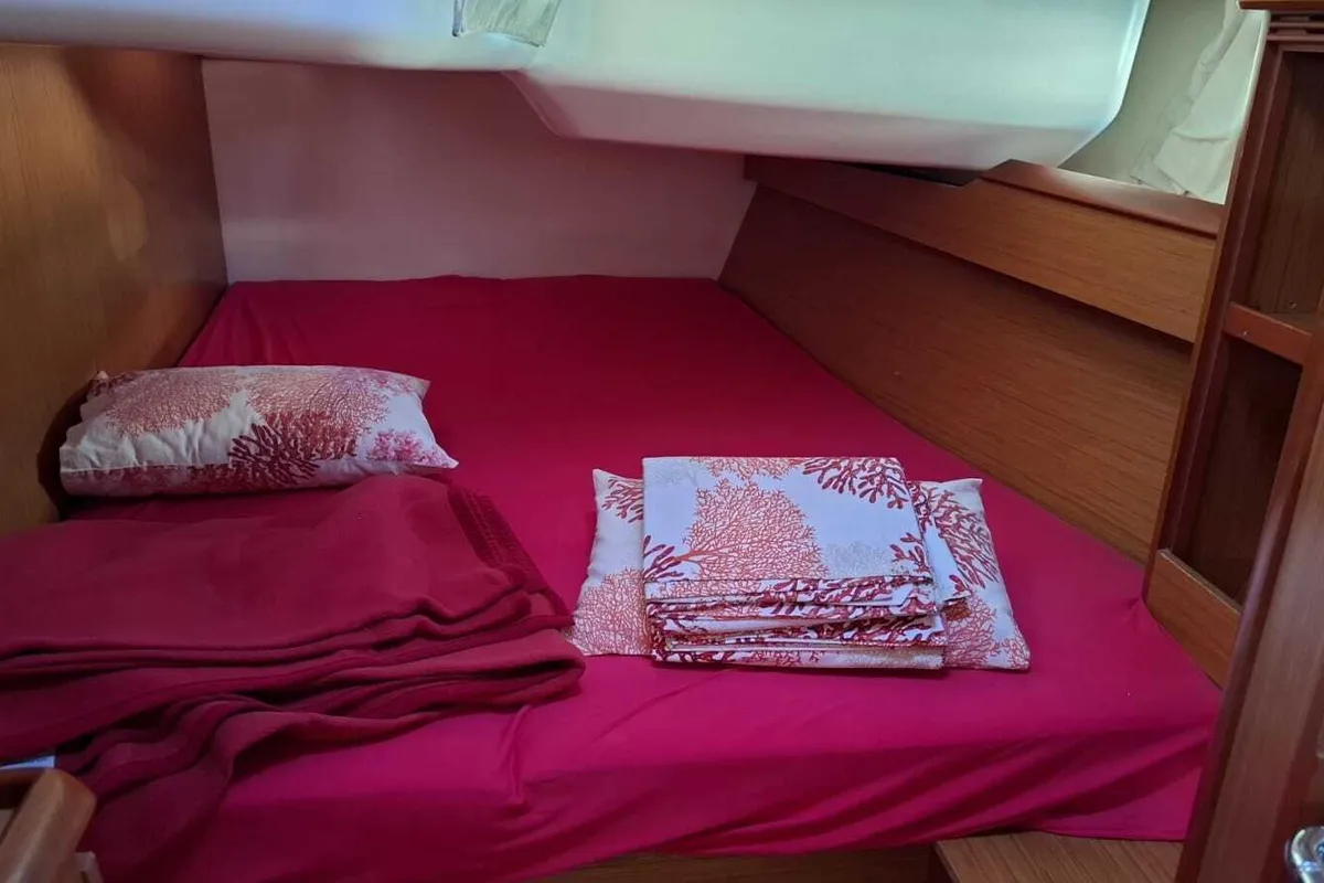 Cabin on Sea Dream, a Jeanneau Sun Odyssey 45 sailboat at Općina Sukošan, Croatia