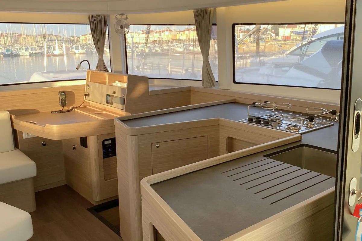 Galley of Dream of Liberty, a Lagoon 42 catamaran at Grad Biograd na Moru, Croatia