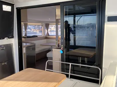 Deck of Dream of Liberty, a Lagoon 42 catamaran at Grad Biograd na Moru, Croatia