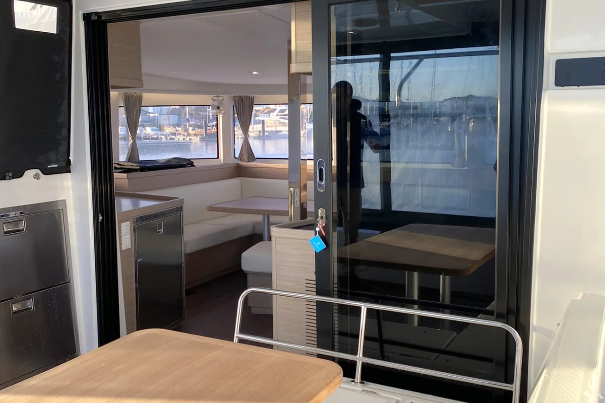 Deck of Dream of Liberty, a Lagoon 42 catamaran at Grad Biograd na Moru, Croatia