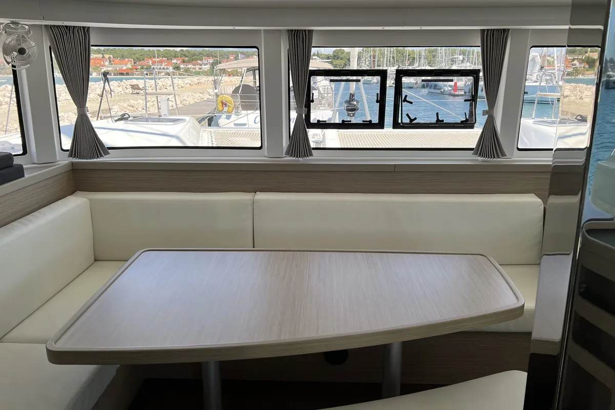 Salon of Dream of Liberty, a Lagoon 42 catamaran at Biograd na Moru, Croatia