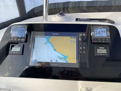 Cockpit of Dream of Liberty, a Lagoon 42 catamaran at Biograd na Moru, Croatia