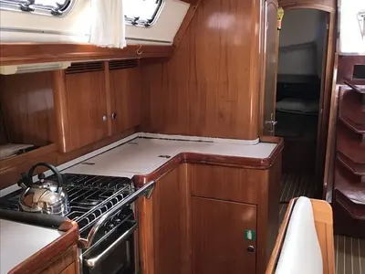Galley of Classic, a Elan 45 sailboat at Municipal Unit of Ellomenos, Greece