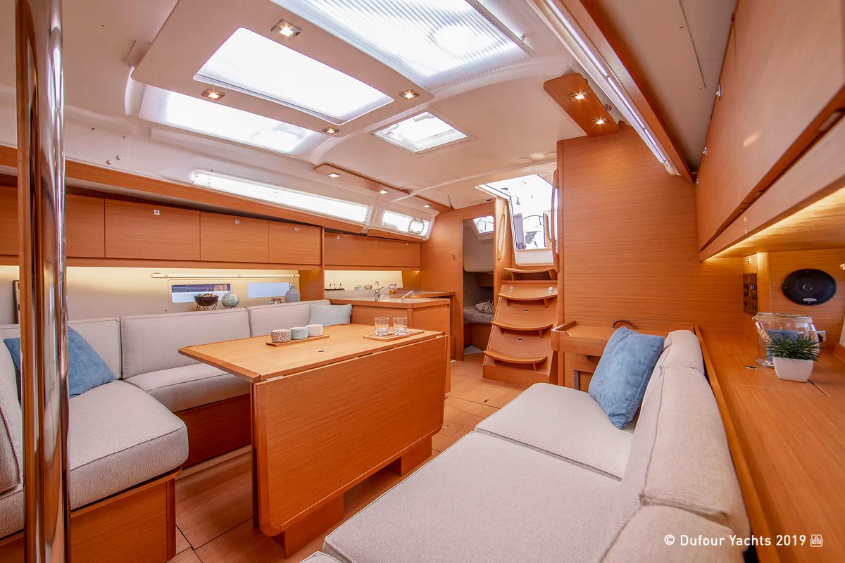 Salon of Rubens, a Dufour 390 sailboat at Olbia, Italy