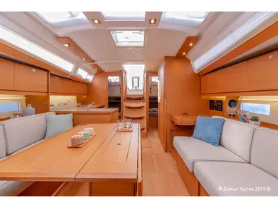 Salon of Rubens, a Dufour 390 sailboat at Olbia, Italy