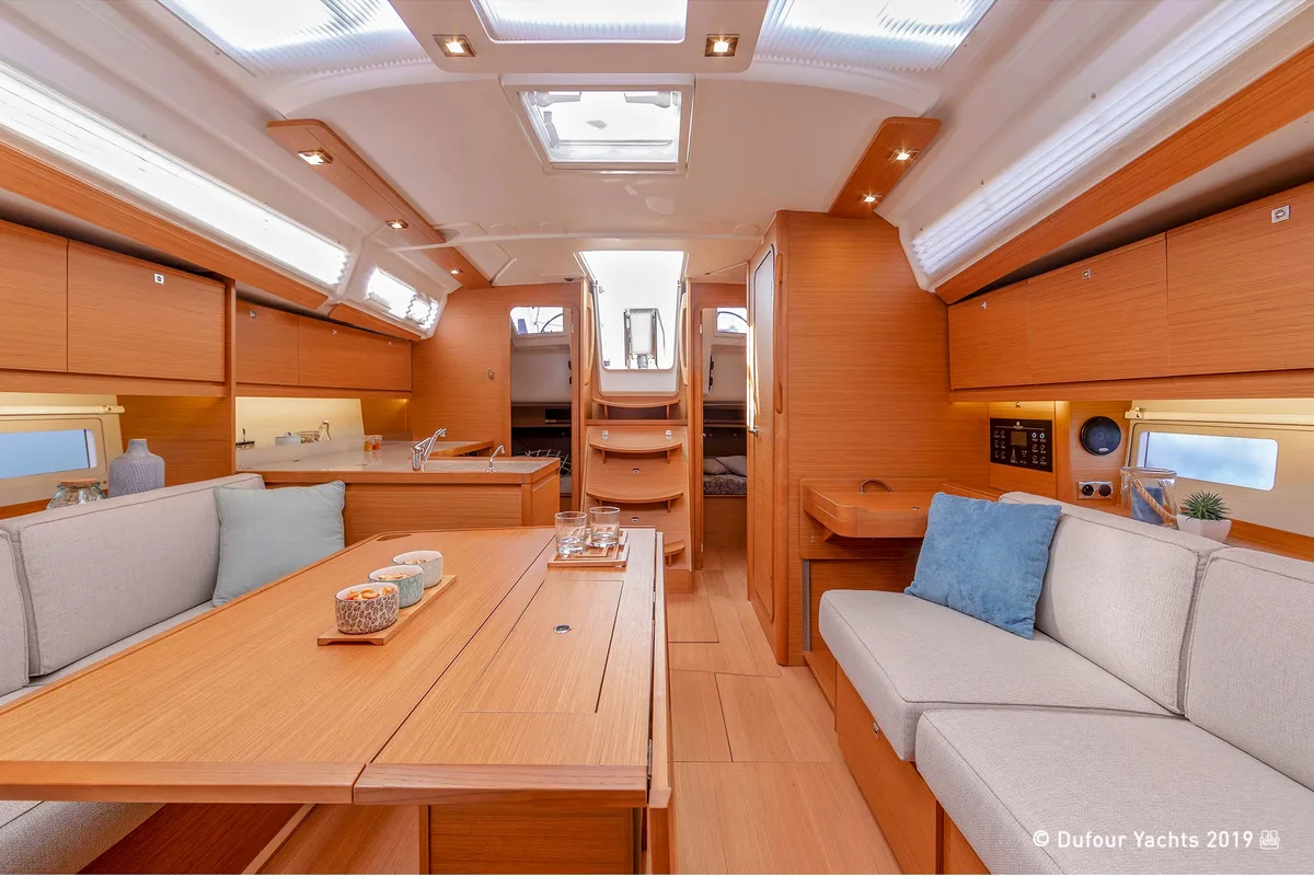 Salon of Rubens, a Dufour 390 sailboat at Olbia, Italy