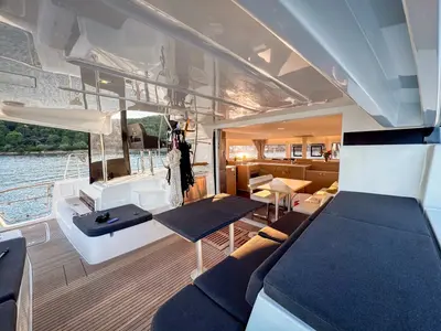 Deck of Savoja, a Lagoon 43 catamaran at Seget Donji, Croatia
