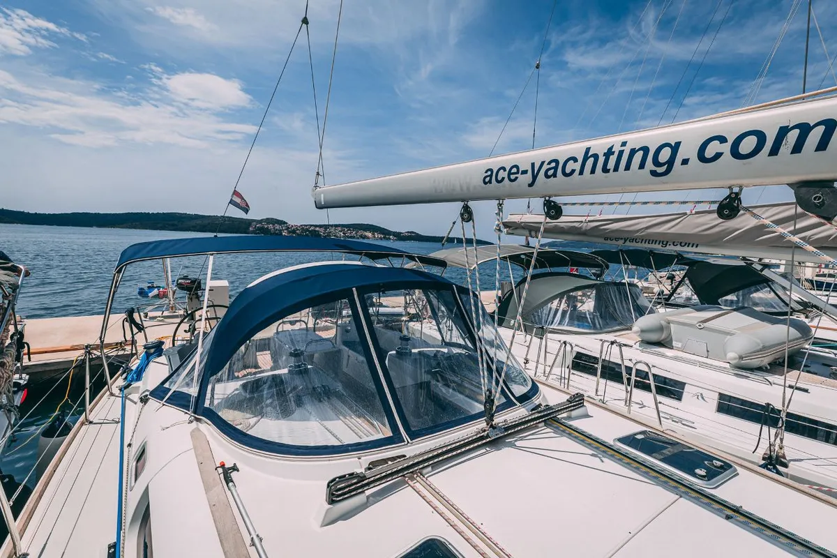 Exterior view of Ana B., a Jeanneau Sun Odyssey 49i sailboat at Seget Donji, Croatia
