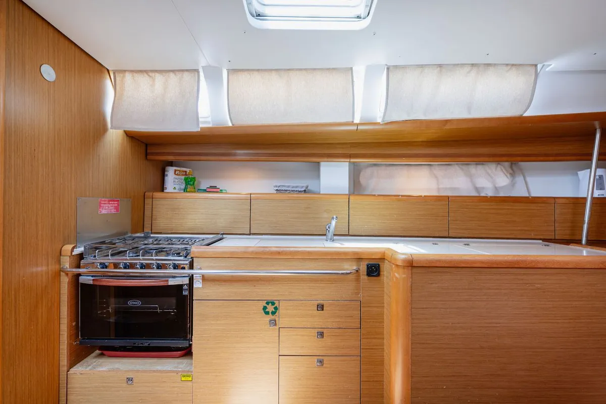 Galley of Ana B., a Jeanneau Sun Odyssey 49i sailboat at Seget Donji, Croatia