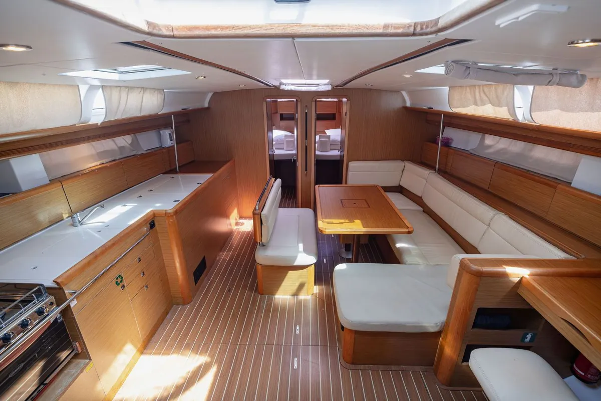 Salon of Ana B., a Jeanneau Sun Odyssey 49i sailboat at Seget Donji, Croatia