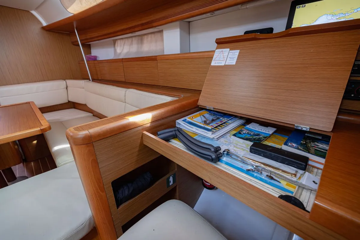 Cockpit of Ana B., a Jeanneau Sun Odyssey 49i sailboat at Seget Donji, Croatia