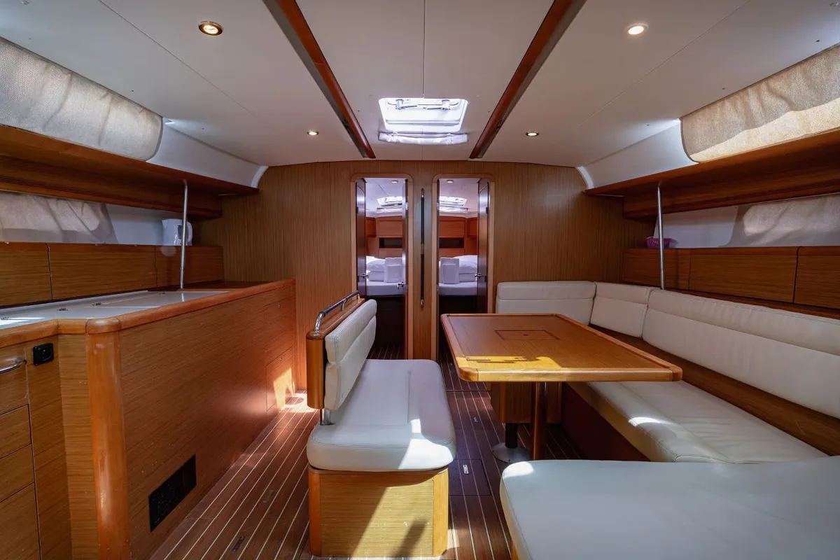 Salon of Ana B., a Jeanneau Sun Odyssey 49i sailboat at Seget Donji, Croatia