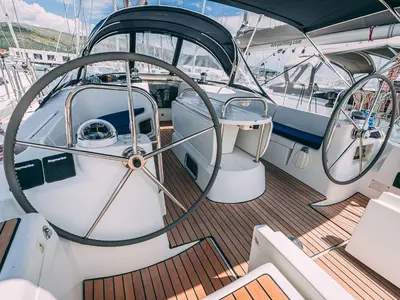 Cockpit of Ana B., a Jeanneau Sun Odyssey 49i sailboat at Seget Donji, Croatia