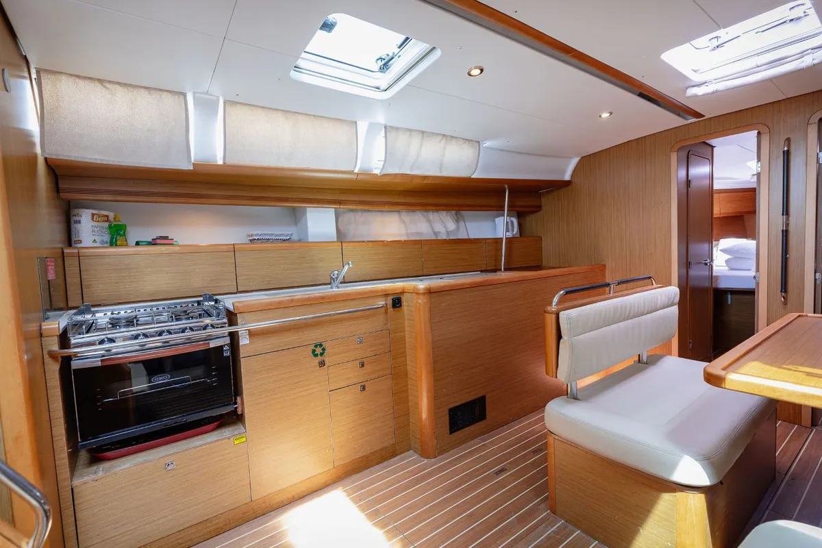 Galley of Ana B., a Jeanneau Sun Odyssey 49i sailboat at Seget Donji, Croatia