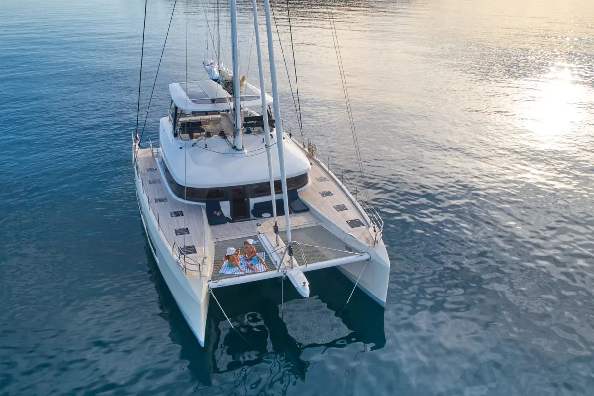 Exterior view of Amada Mia, a Lagoon Sixty 5 catamaran at Split, Croatia
