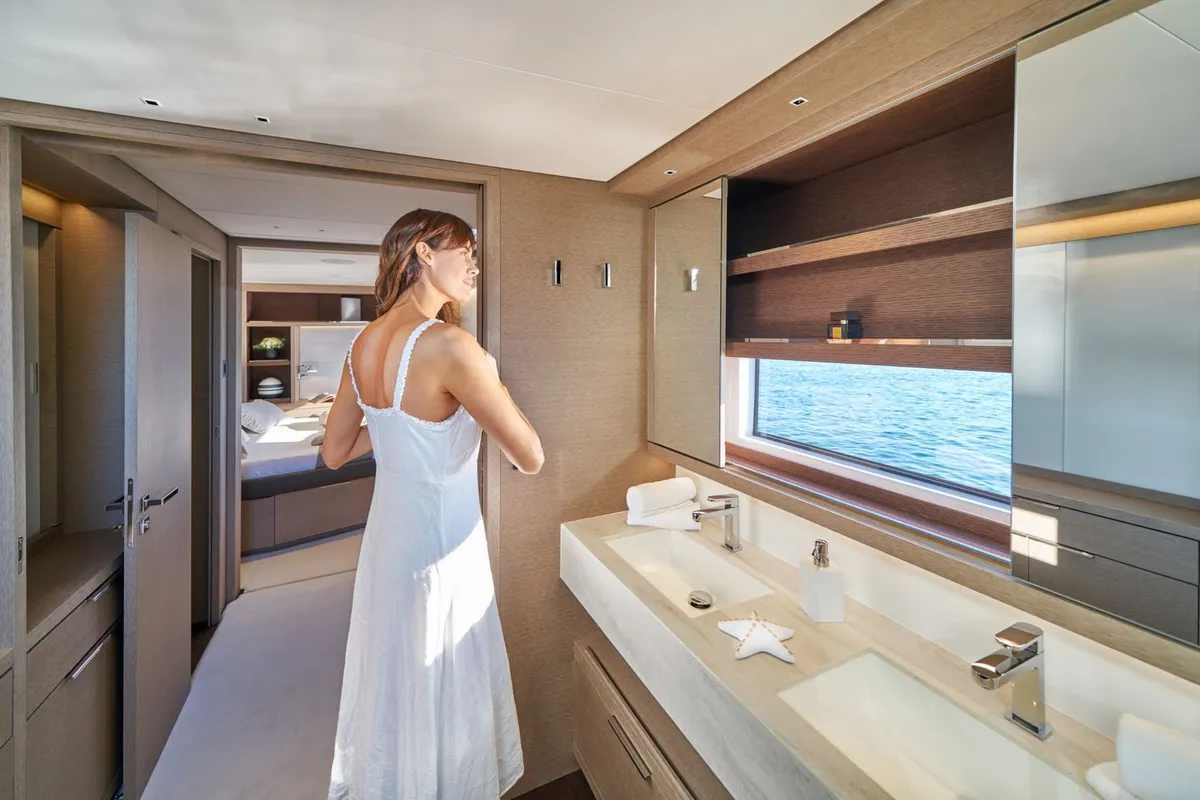 Head on Amada Mia, a Lagoon Sixty 5 catamaran at Split, Croatia