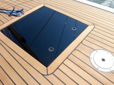 Deck of Gazelle, a X-Yachts Xp 44 sailboat at Lavrion, Greece