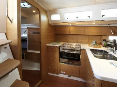 Galley of Gazelle, a X-Yachts Xp 44 sailboat at Lavrion, Greece