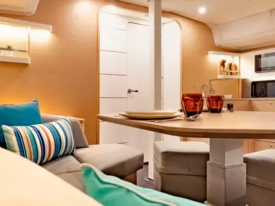 Salon of Moorings 44.3 Exclusive, a Dufour 44 sailboat at Road Town, British Virgin Islands