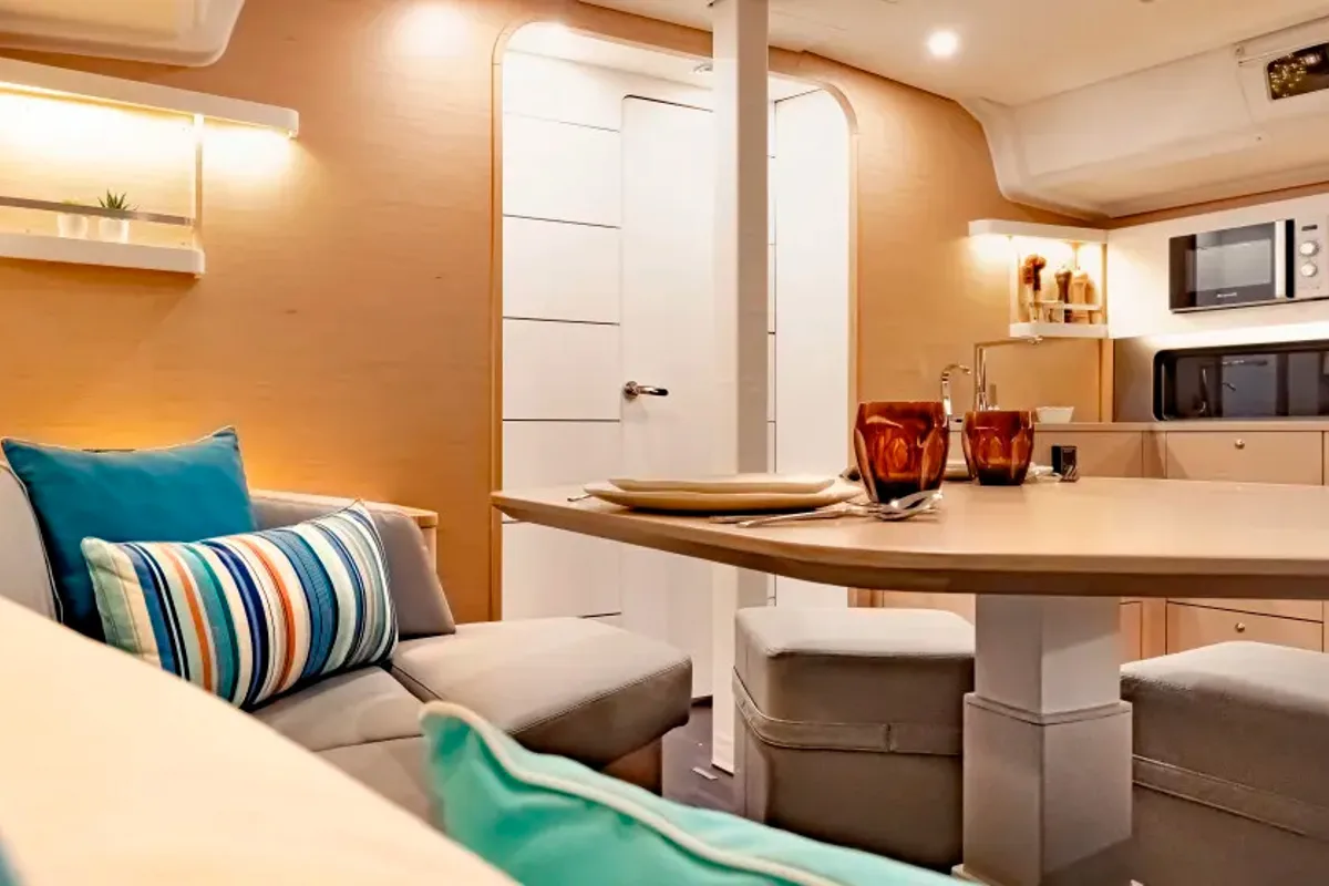 Salon of Moorings 44.3 Exclusive, a Dufour 44 sailboat at Road Town, British Virgin Islands