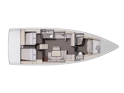Floor plan of Andromaca, a Dufour 470 sailboat at Cagliari, Italy
