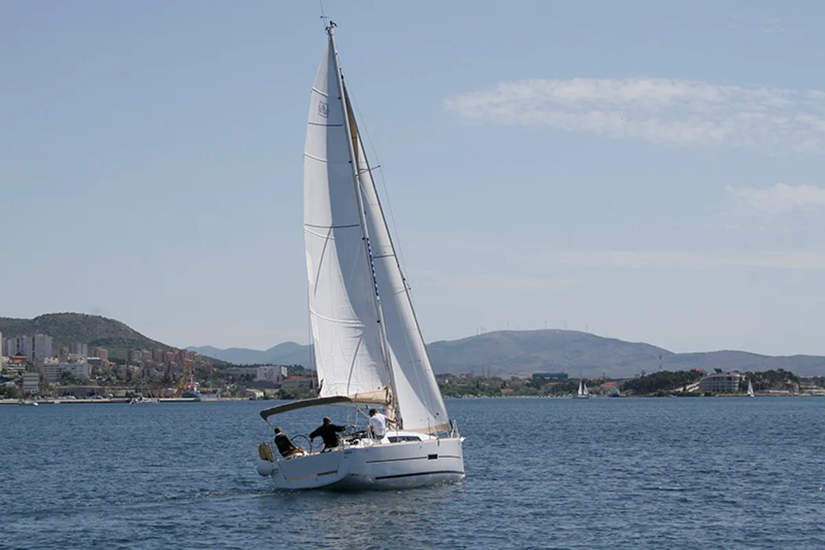 Exterior view of Luka, a Dufour 350 GL sailboat at Grad Šibenik, Croatia