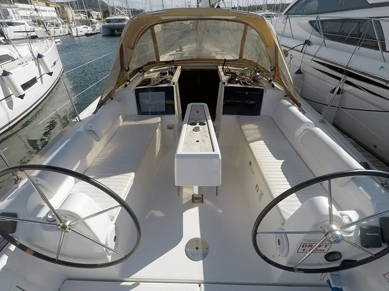 Cockpit of Luka, a Dufour 350 GL sailboat at Grad Šibenik, Croatia