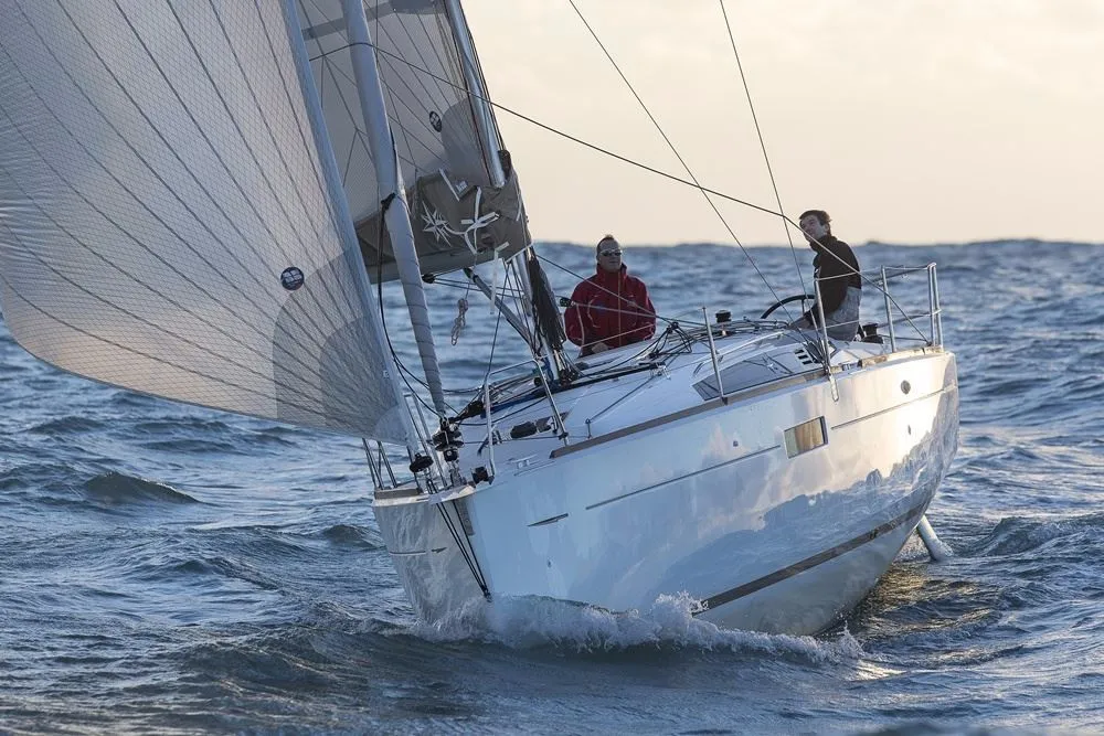 Exterior view of DNA, a Jeanneau Sun Odyssey 349 sailboat at Preveza, Greece
