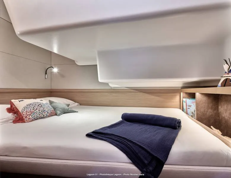 Cabin on Corali, a Lagoon 51 catamaran at Athens, Greece