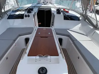 Deck of Northern Light, a Beneteau Oceanis 40.1 sailboat at Grad Trogir, Croatia