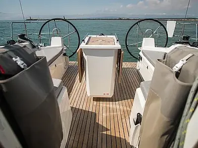 Cockpit of Northern Light, a Beneteau Oceanis 40.1 sailboat at Grad Trogir, Croatia