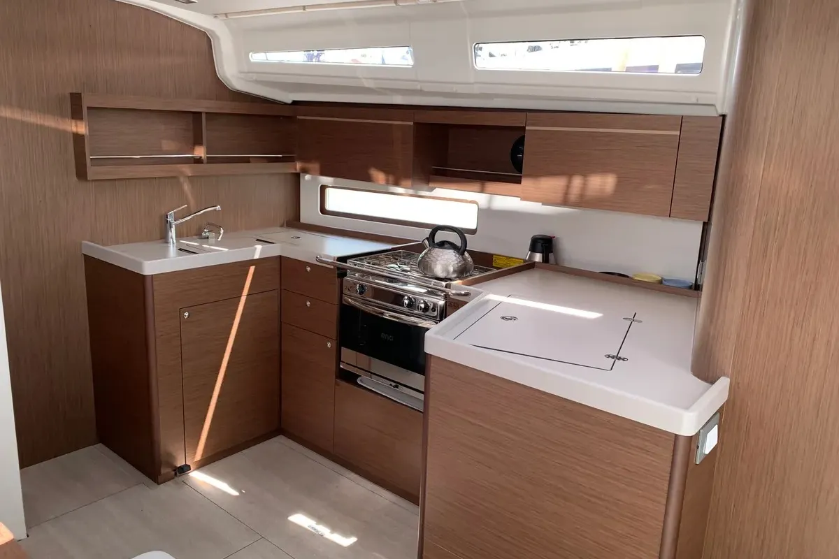 Galley of Northern Light, a Beneteau Oceanis 40.1 sailboat at Trogir, Croatia