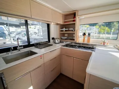 Galley of Umi, a Lagoon 46 catamaran at Fethiye, Turkey