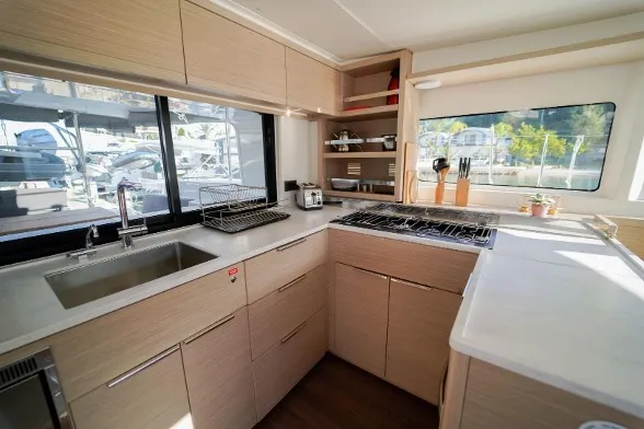 Galley of Umi, a Lagoon 46 catamaran at Fethiye, Turkey