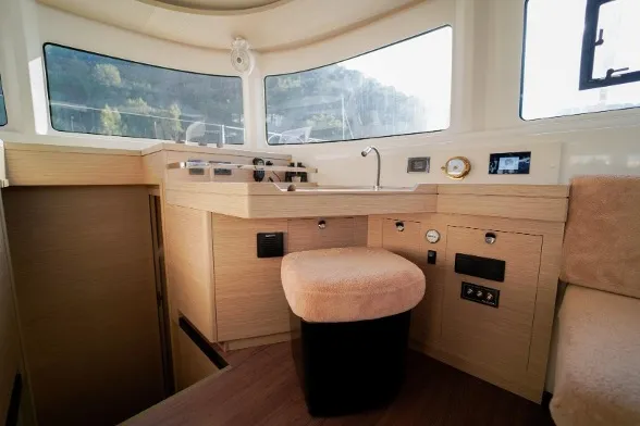 Cockpit of Umi, a Lagoon 46 catamaran at Fethiye, Turkey