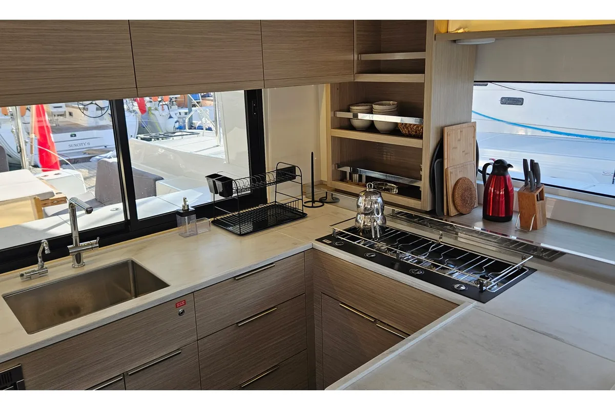 Galley of Umi, a Lagoon 46 catamaran at Fethiye, Turkey