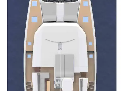 Floor plan of Teti, a Dufour 48 Catamaran catamaran at Olbia, Italy