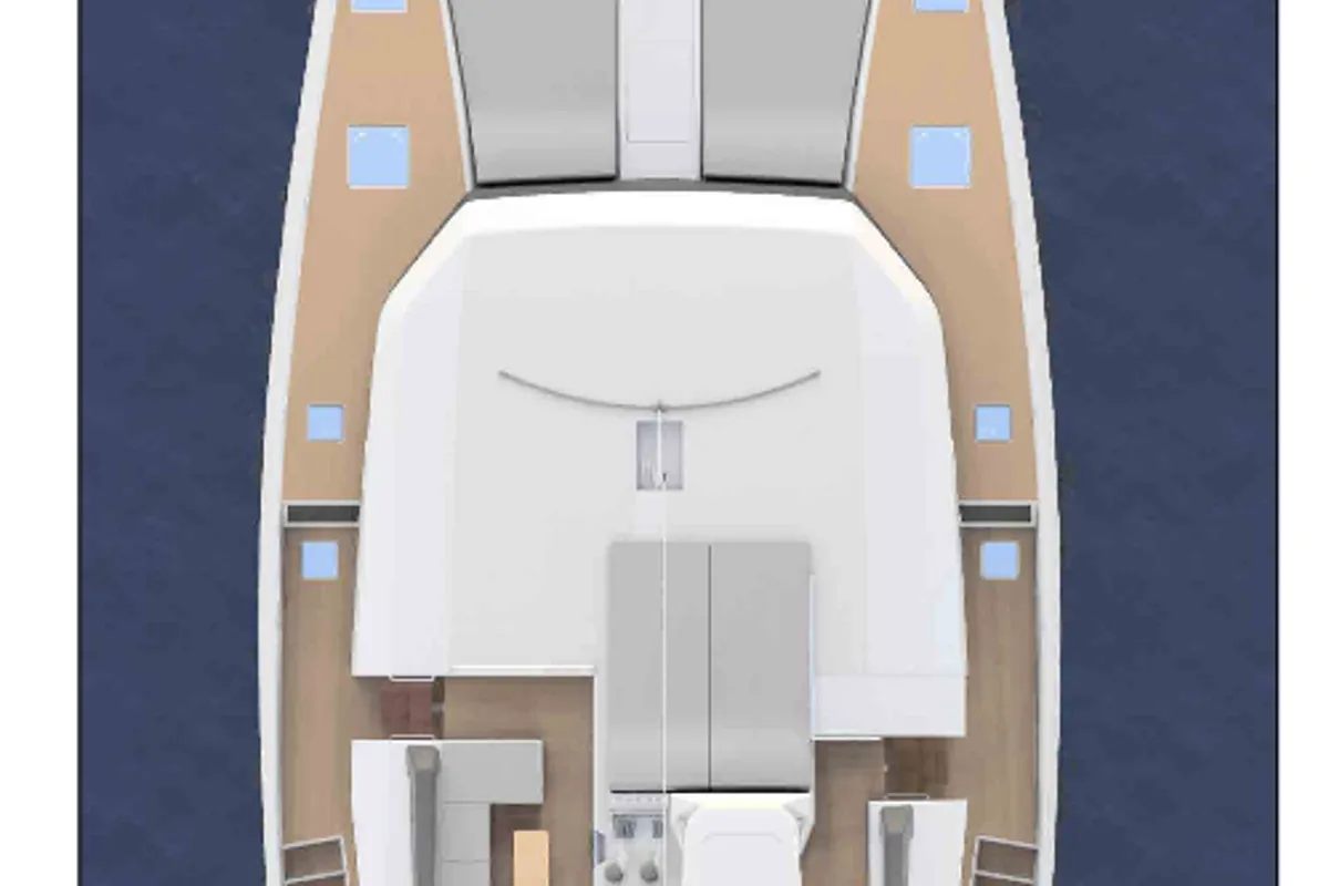 Floor plan of Teti, a Dufour 48 Catamaran catamaran at Olbia, Italy