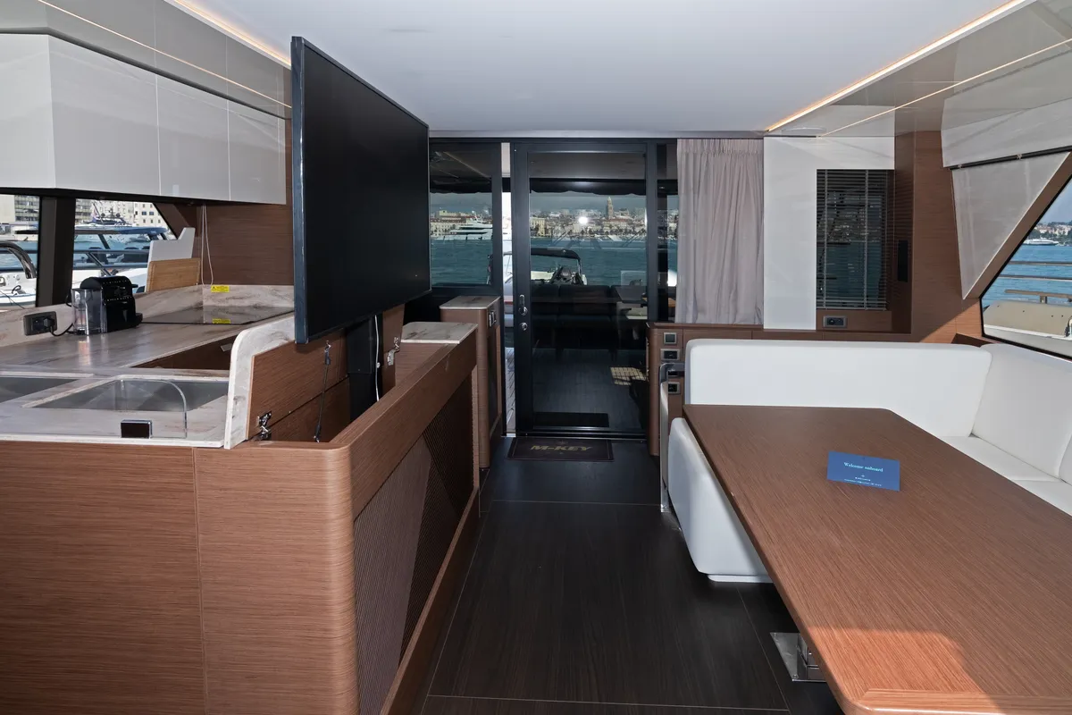 Head on M-Key, a Prestige M48 catamaran at Dubrovnik, Croatia