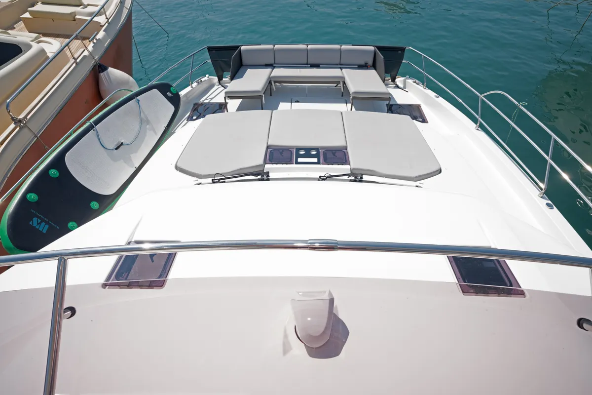 Deck of M-Key, a Prestige M48 catamaran at Dubrovnik, Croatia
